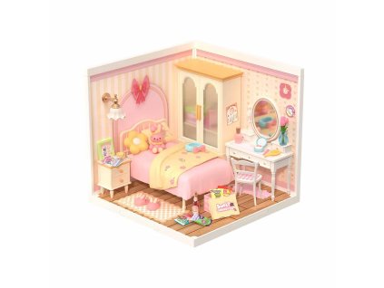 RoboTime 3D dřevěná skládačka Miniatura domečku Růžový pokojíček