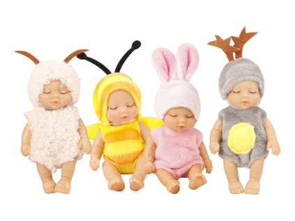 Miminko v oblečku s motivy zvířátek 12 cm