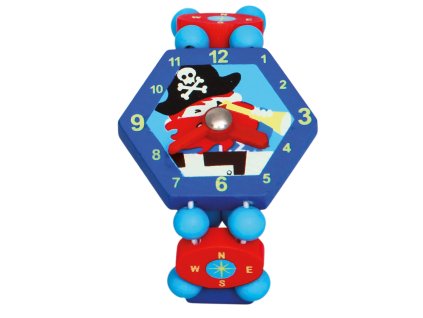 Hodinky pirát dřevěné modré 8cm