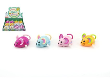 Myš na klíček plast 8cm 5 barvy 12ks v boxu