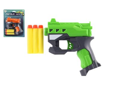 Pistole na pěnové náboje 12x14cm plast + 3ks nábojů 2 barvy na kartě