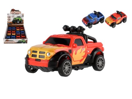 Auto terénní Off-Road plast 10cm oboustranné zpětné natažení 2 barvy 12ks v boxu