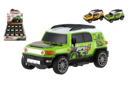 Auto terénní plast 11cm oboustranné zpětné natažení 2 barvy 12ks v boxu