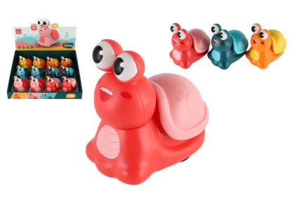 Šnek Zmáčkni a jeď plast 8cm na setrvačník 3 barvy 12 ks v boxu