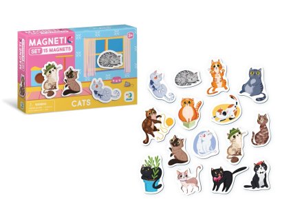 Magnety Kočky 15ks v krabičce 17x11x3cm