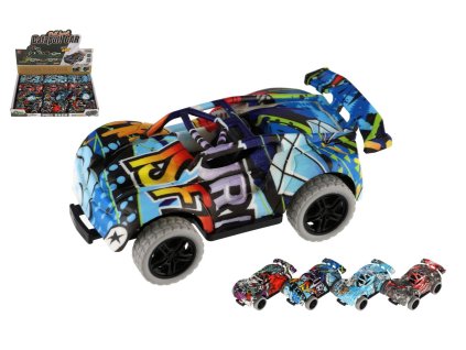 Auto kaskadérské plast 5x9cm na zpětné natažení 4 barvy 12ks v boxu