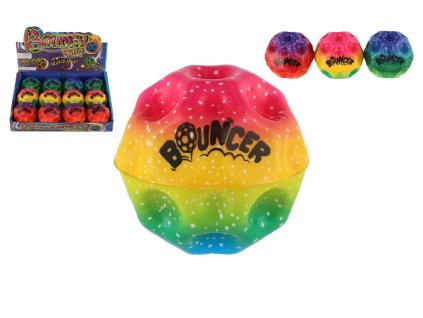Míček extrémně skákací duhový pěna 6cm mix barev 12ks v boxu