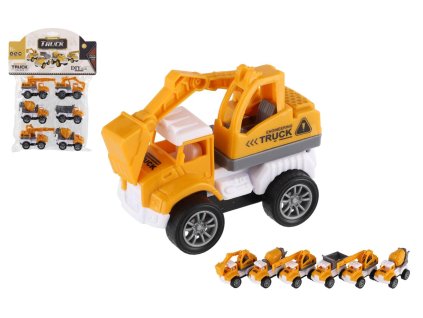 Auto stavební mini 6ks plast 7-8cm na zpětné natažení v sáčku