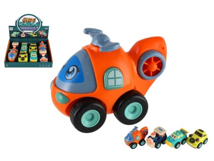 Dopravní prostředek plast 7x11cm na setrvačník 4 druhy 8ks v boxu