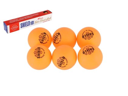 Míčky na stolní tenis 6ks SHIELD 4cm bezešvé žluté v krabičce 24x4cm