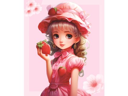 Diamantové malování - Jahodová panenka 25 x 30 cm