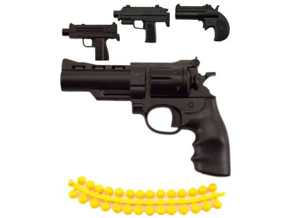 Pistole dětská 11cm na měkké kuličky set se soft náboji v krabici 4 druhy