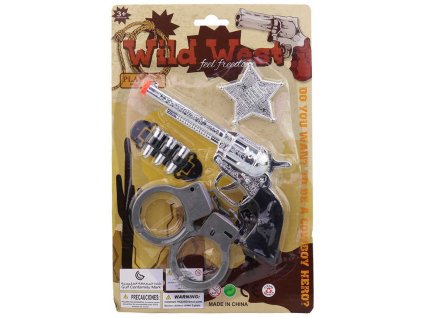 Pistole kovbojská souprava malý šerif set s pouty a doplňky na kartě