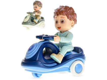 Skútr 11cm s panáčkem na setrvačník 2 barvy plast