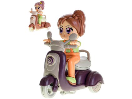 Skútr 11cm s panenkou na setrvačník 2 barvy plast