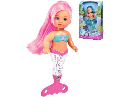 SIMBA Panenka Evička 14cm mořská víla třpytková průhledná ploutev 3 barvy