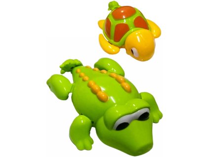 Krokodýl / želva 14cm baby zvířátko natahovací do vody pro miminko 2 druhy