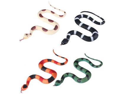 Zvířátko had pruhovaný 27cm gumové 4 barvy