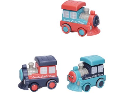 Mašinka barevná natahovací 12cm plastová lokomotiva 3 barvy
