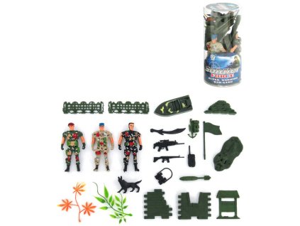 Vojáci army herní set 3 plastové figurky vojenské se zbraněmi a doplňky v tubě plast