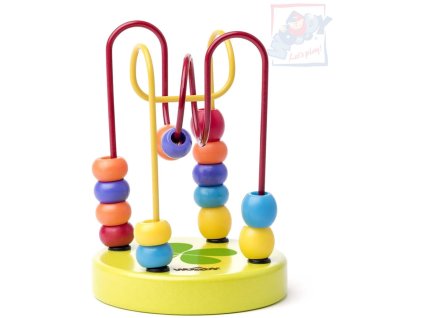 WOODY DŘEVO Baby labyrint motorický zelený s korálky pro miminko