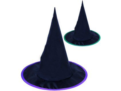 KARNEVAL Klobouk čaroděj černý 2 barvy špičatý *KARNEVALOVÝ DOPLNĚK*