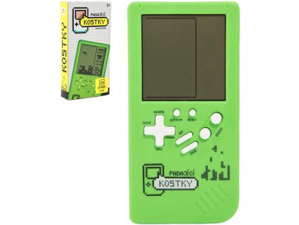 Hra retro digitální Tetris Brick Game padající kostky Zelená na baterie Zvuk