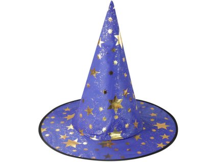 KARNEVAL Klobouk čarodějnický hvězdičky modrý *KARNEVALOVÝ DOPLNĚK*