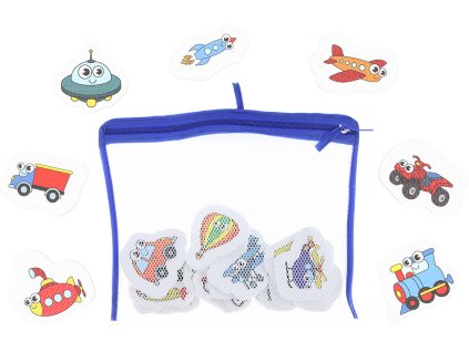 Vodolepky baby pěnové zvířátka do vody set 16ks v síťce na zip do vany