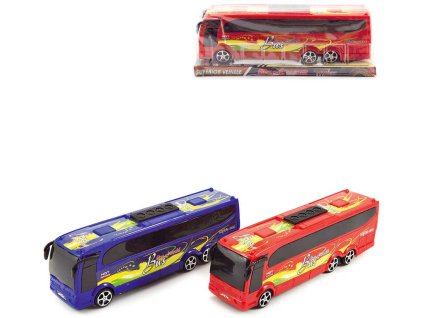 Autobus plastový zájezdový 25cm na setrvačník 2 barvy