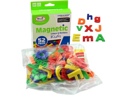 Písmenka magnetická barevná set 52ks abeceda v sáčku plast