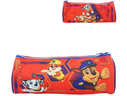 Penál kulatý Tlapková Patrola dětské červené školní pouzdro na zip