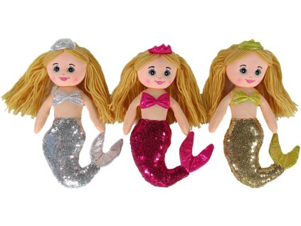 Panenka textilní baby mořská panna hadrová třpytivá 3 barvy