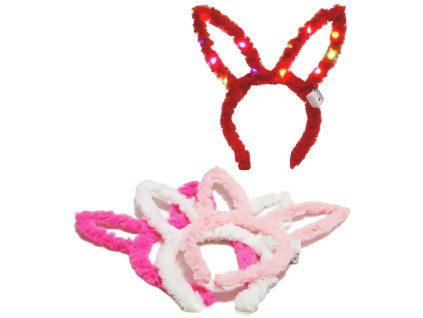 PLYŠ Čelenka králík s ušima do vlasů na baterie 4 barvy Světlo