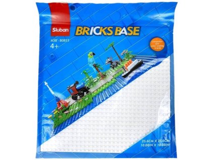SLUBAN Základní deska bílá 25x25cm podložka na stavění pro stavebnice