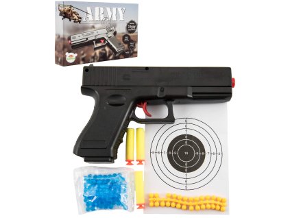 Pistole dětská zbraň na vodní + gumové kuličky 6mm + pěnové soft náboje 3v1
