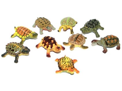 Želvy barevné 5cm set 9ks zvířátka figurky různé druhy v sáčku plast