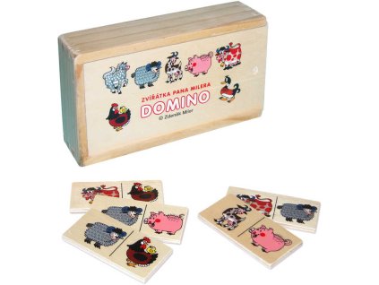 KRTEK DŘEVO Domino domácí Zvířátka pana Müllera Krteček sada 28 dílků