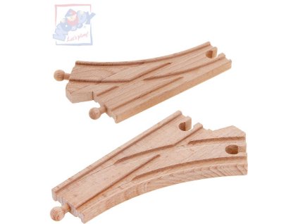 WOODY DŘEVO Výhybka -K- doplněk k vláčkodráze set 2ks *DŘEVĚNÉ HRAČKY*