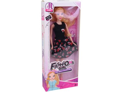 Panenka fashion 29cm letní černé krátké šaty s rybičkami v krabici
