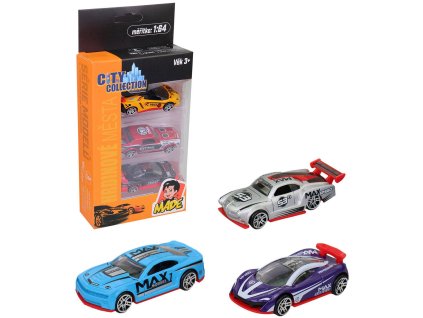 Auto kovové sportovní City Collection 7cm závodnička set 3ks 2 druhy