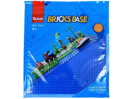 SLUBAN Základní deska modrá 25x25cm podložka na stavění pro stavebnice
