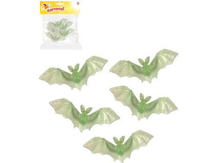 Netopýr 13cm zvířátko svítící ve tmě set 5ks Halloween dekorace