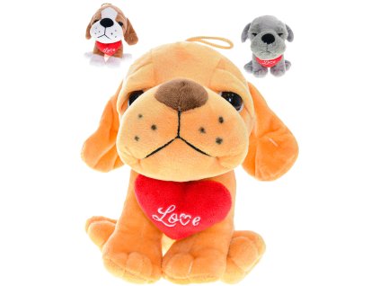 PLYŠ Pes sedící se srdíčkem Love 15cm 3 druhy *PLYŠOVÉ HRAČKY*