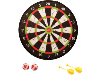 Terč na suchý zip látkový 35cm set se 2 šipkami a 2 míčky v sáčku