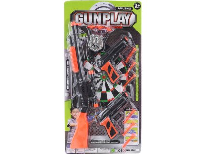 Zbraně dětské velká puška + 2 pistole set s terčem a náboji plast