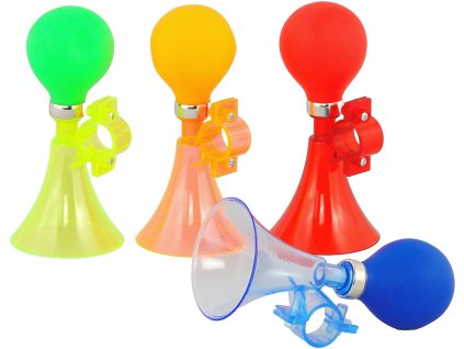Trubka klakson na dětské kolo plastová trumpetka 4 barvy