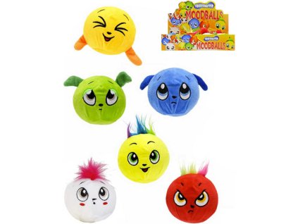 PLYŠ Baby míček měkký strečový 10cm veselý s obličejem 6 druhů pro miminko
