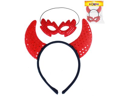 KARNEVAL Čertí rohy + škraboška čertice *KARNEVALOVÝ DOPLNĚK*