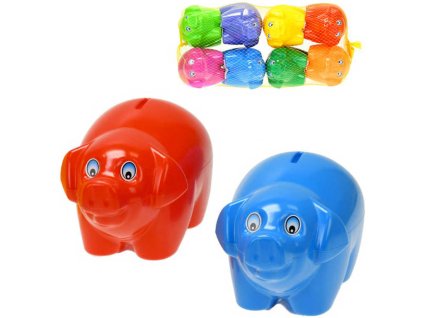 Pokladnička dětská barevná prasátko 17cm různé barvy